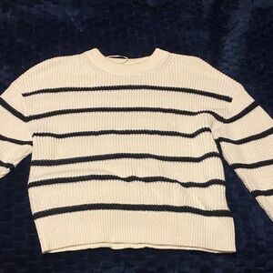 H&M Cream and Black Striped Sweater